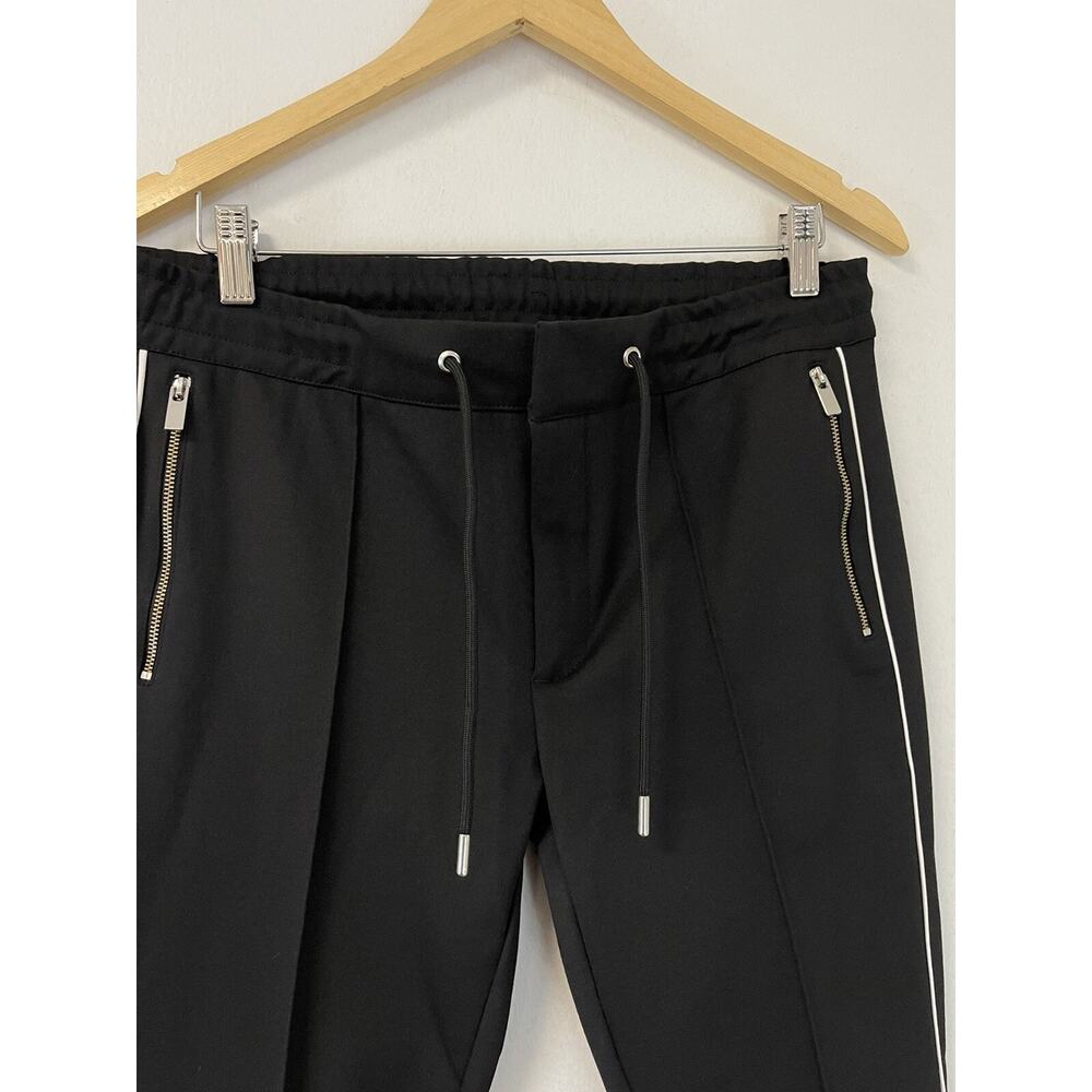 River Island Sweatpants Men 34x29 Black Super Skinny Side Trim Zip N202 - Picture 3 of 8